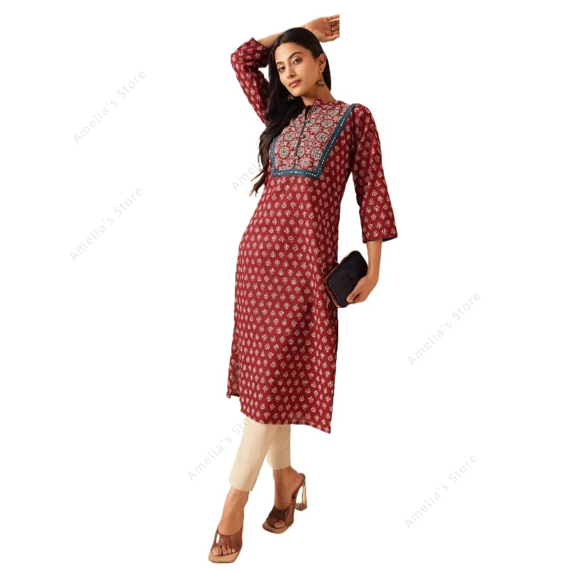 Summer Clothing Pakistan - فستان كورتا هندي نسائي للربيع والصيف