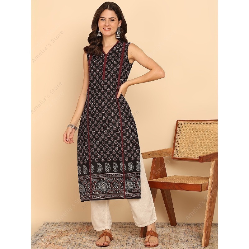 Summer Clothing Pakistan - فستان كورتا نسائي من القطن باللون
