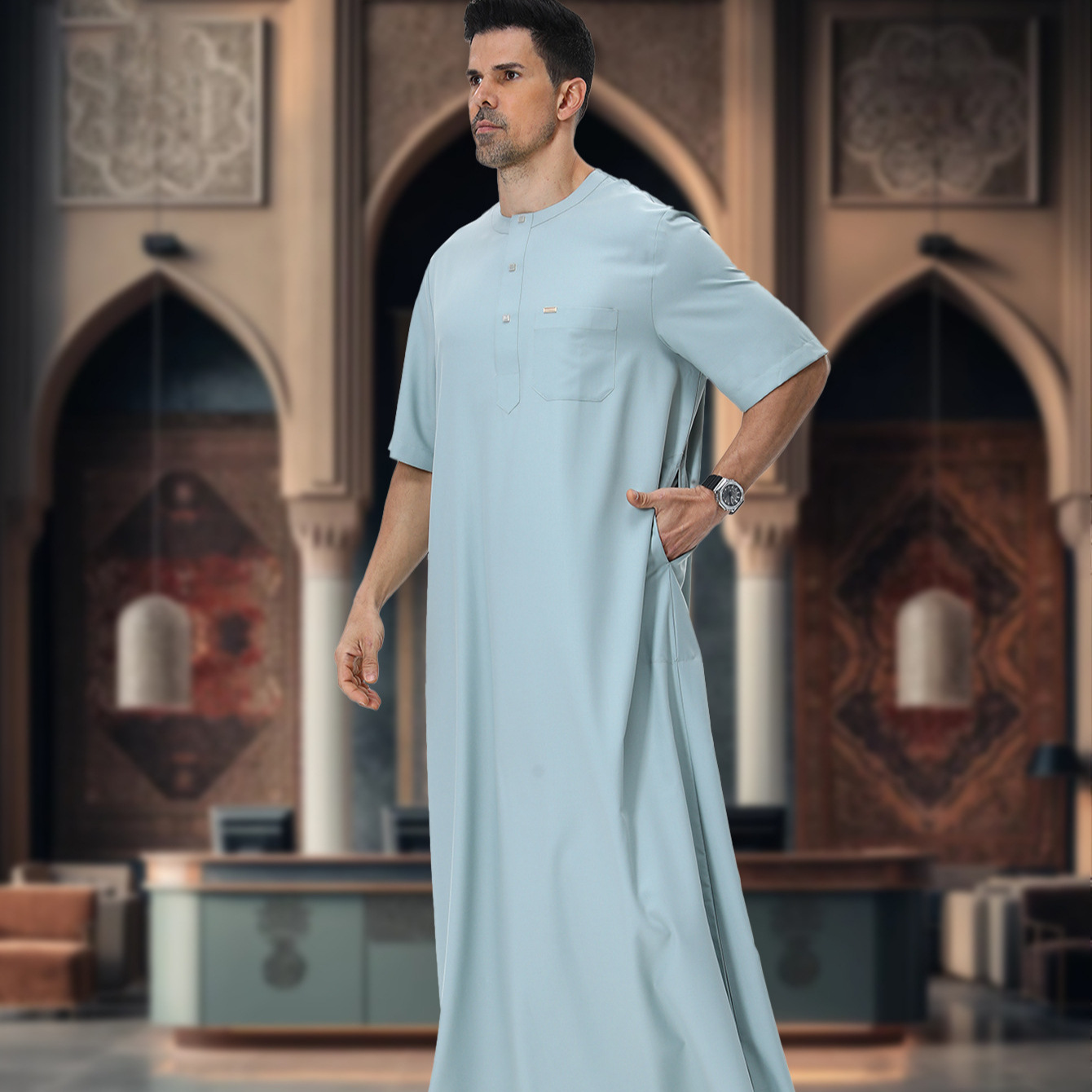 Summer Clothing Pakistan - عباية رجالية إسلامية قفطان جلابة سعودية