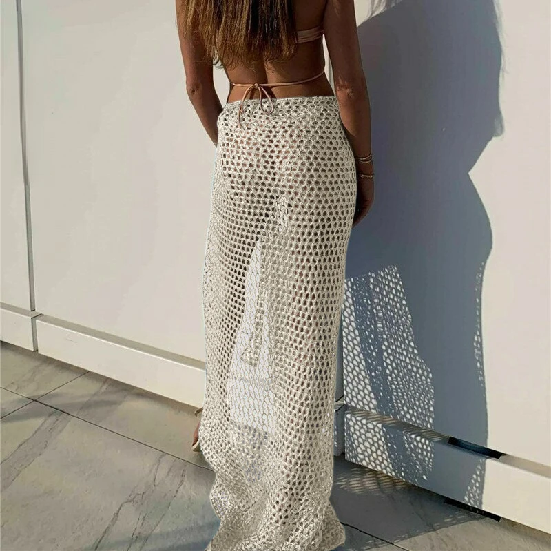 BWQ-فستان شاطئ مجوف من الكروشي - مراجعة Summer Clothing Colors وسعره