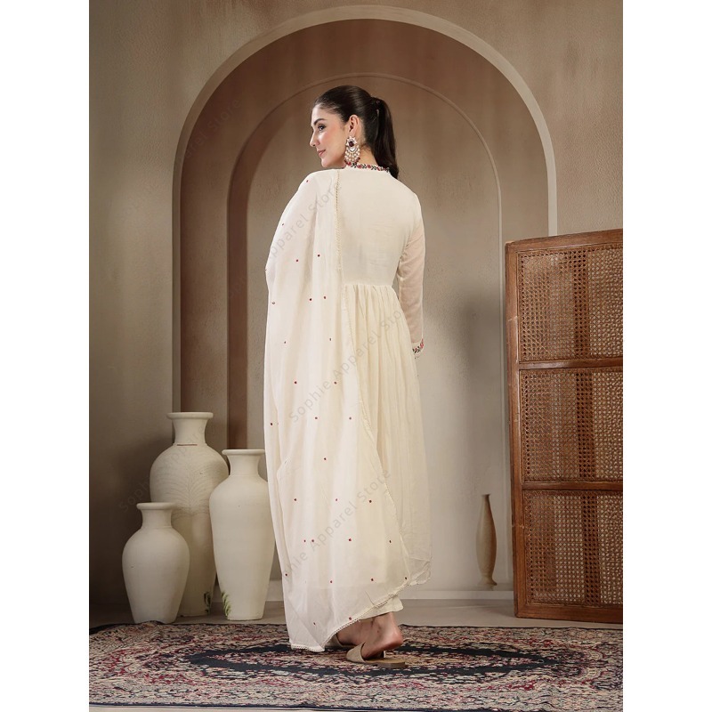 طقم كورتي أناركالي قطني أبيض م - مراجعة Summer Clothing Pakistan وسعره